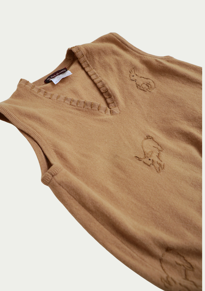 Bunny Embroidered 100% Wool Vest