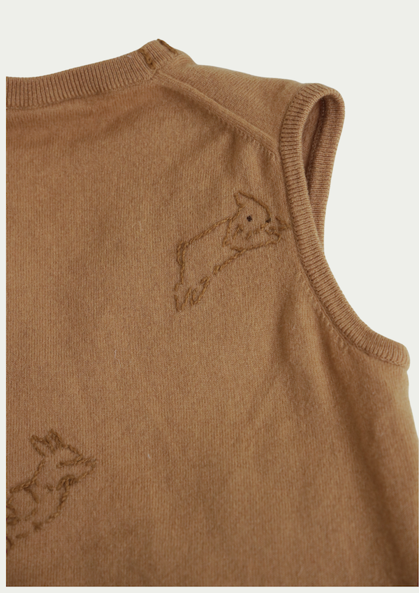 Bunny Embroidered 100% Wool Vest