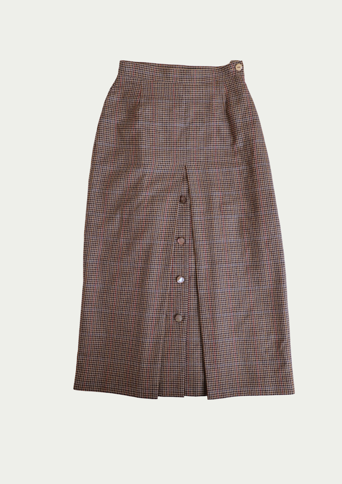 Vintage Houndstooth Wool Skirt