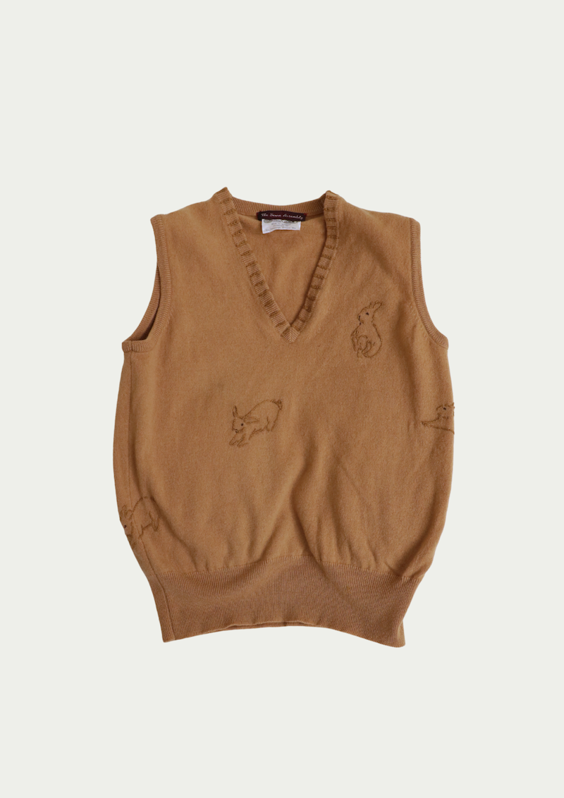Bunny Embroidered 100% Wool Vest