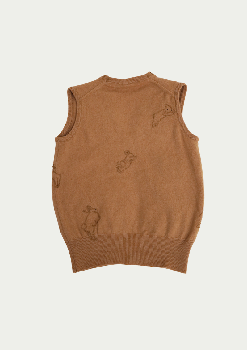 Bunny Embroidered 100% Wool Vest