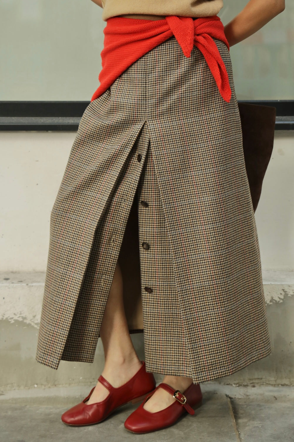Vintage Houndstooth Wool Skirt