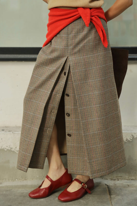 Vintage Houndstooth Wool Skirt