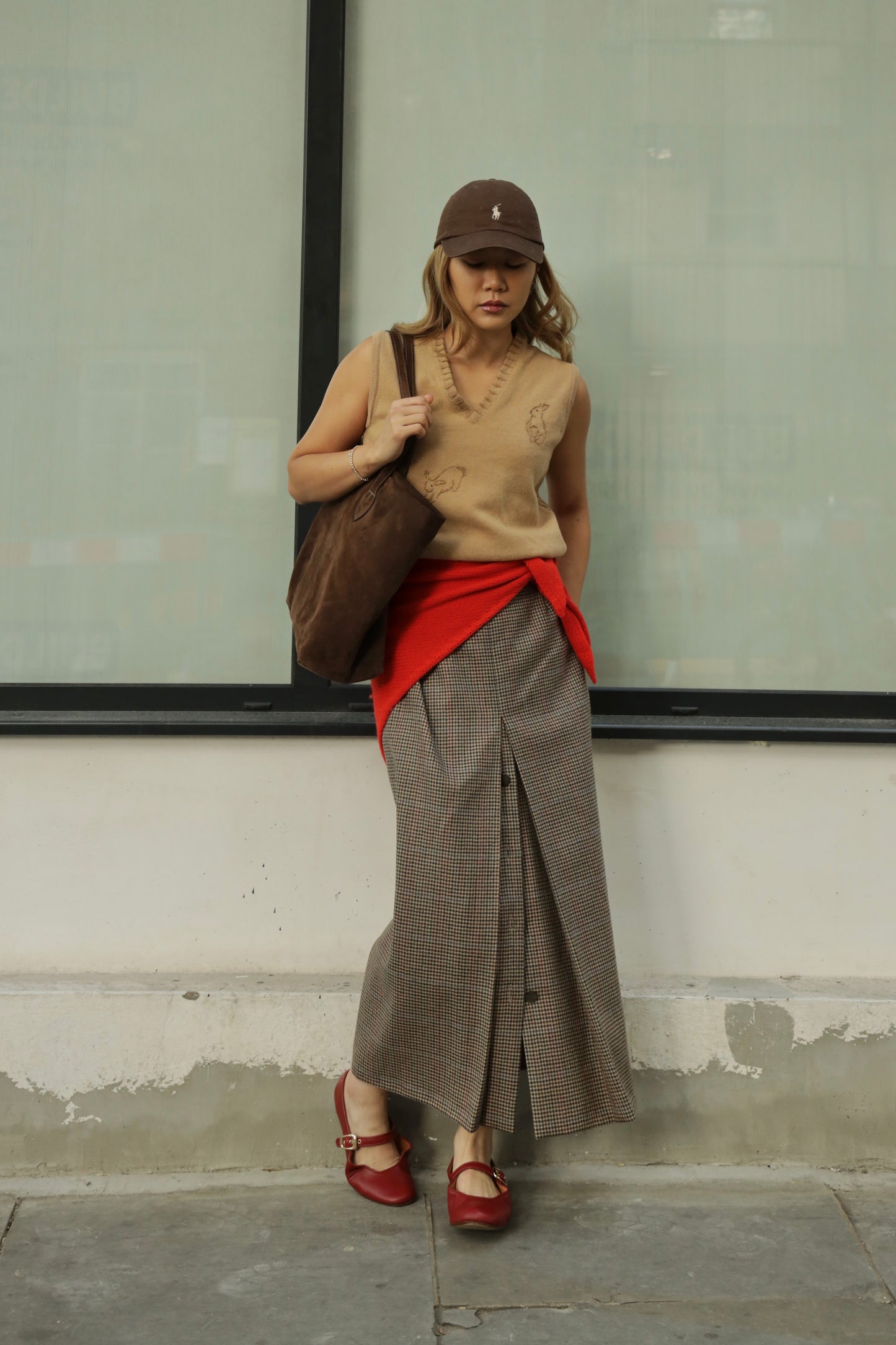 Vintage Houndstooth Wool Skirt